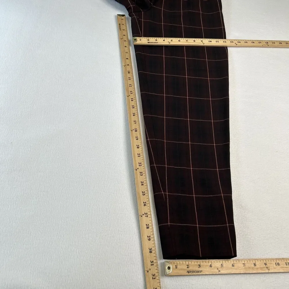 Checked Elastic-Waist Trousers - Burgundy Pink - Picture 7 of 7